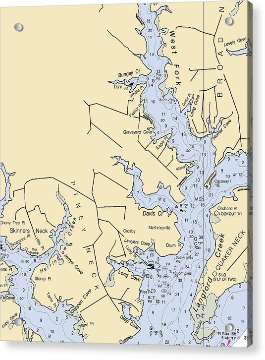 Langford Creek-maryland Nautical Chart - Acrylic Print