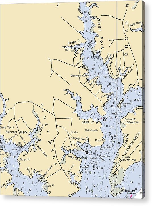 Langford Creek-maryland Nautical Chart - Acrylic Print