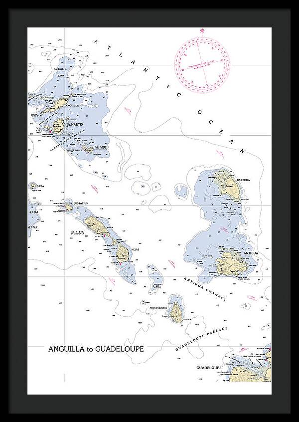 Leeward Islands-hawaii Nautical Chart - Framed Print