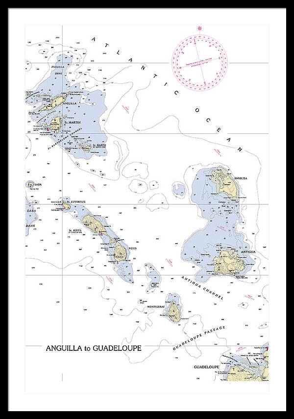Leeward Islands-hawaii Nautical Chart - Framed Print