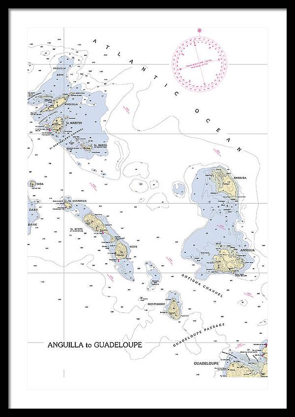 Leeward Islands-hawaii Nautical Chart - Framed Print