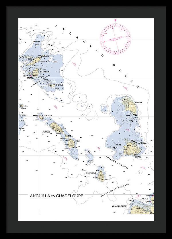 Leeward Islands-hawaii Nautical Chart - Framed Print
