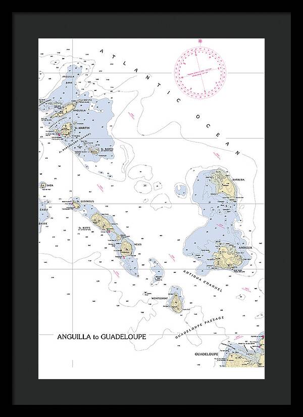 Leeward Islands-hawaii Nautical Chart - Framed Print