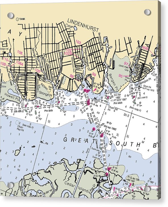 Lindenhurst-new York Nautical Chart - Acrylic Print