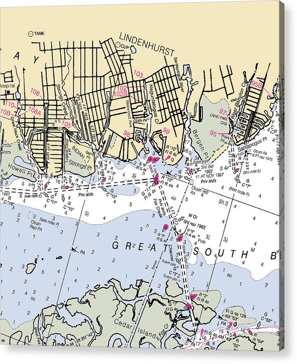 Lindenhurst-new York Nautical Chart - Acrylic Print