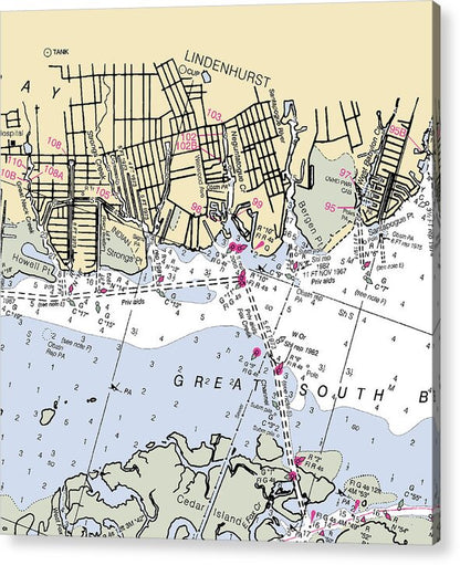 Lindenhurst-new York Nautical Chart - Acrylic Print