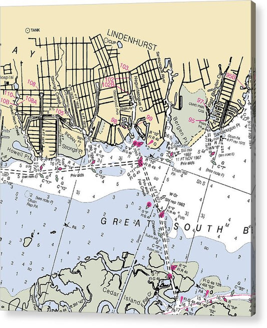 Lindenhurst-new York Nautical Chart - Acrylic Print