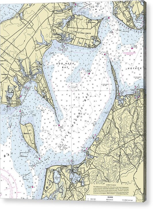 Little Peconic Bay New York Nautical Chart - Acrylic Print
