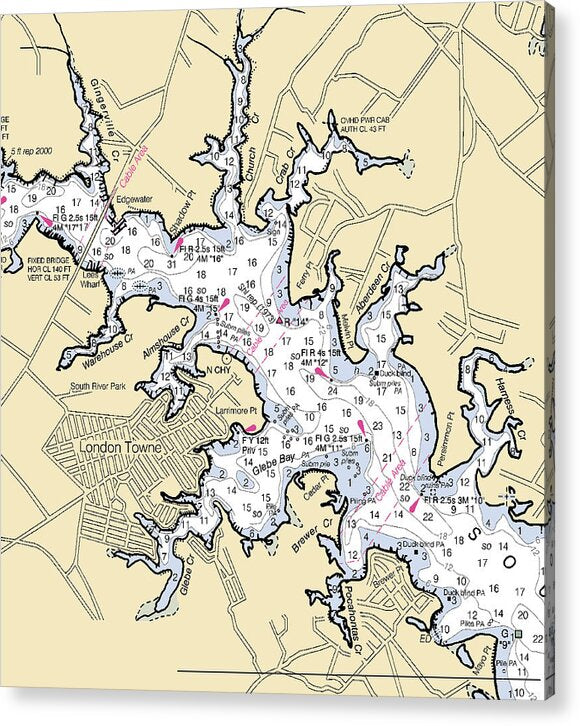 Londontowne-maryland Nautical Chart - Acrylic Print