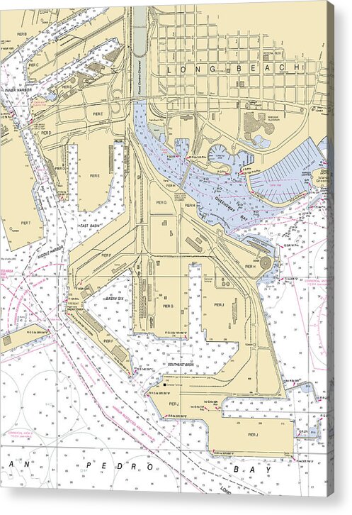 Long Beach-california Nautical Chart - Acrylic Print