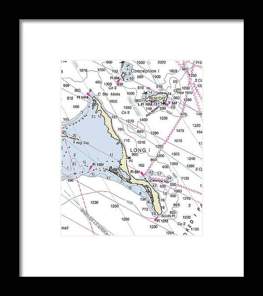 Long Island Bahamas Nautical Chart - Framed Print