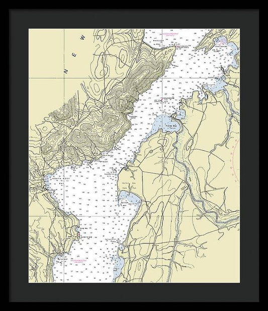 Lower Lake Champlain Nautical Chart - Framed Print