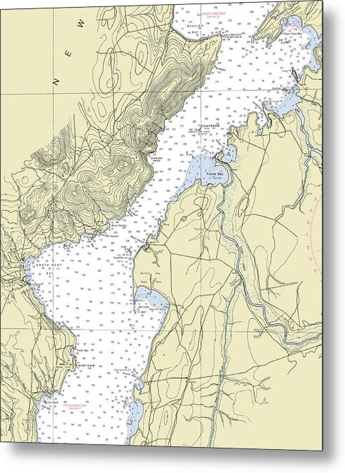 Lower Lake Champlain Nautical Chart - Metal Print