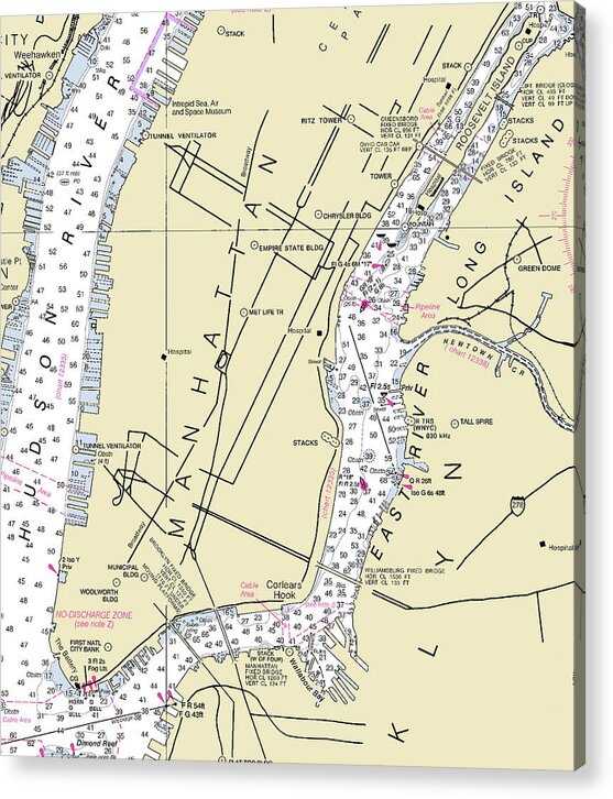 Lower Manhattan New York Nautical Chart - Acrylic Print