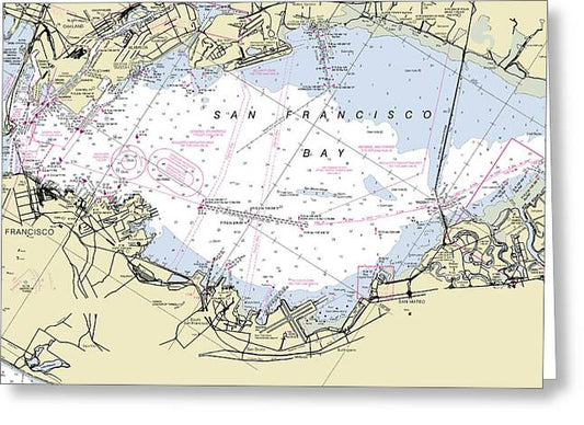 Lower San Francisco Bay California Nautical Chart - Greeting Card