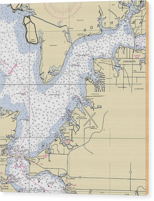Lynn Haven-florida Nautical Chart - Wood Print