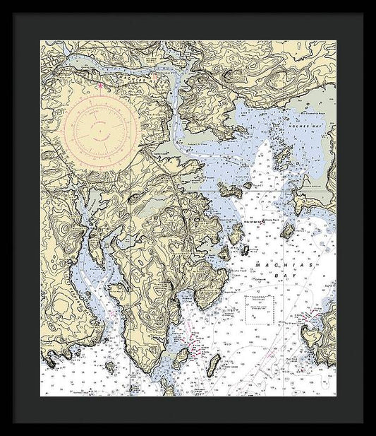 Machias Bay-maine Nautical Chart - Framed Print