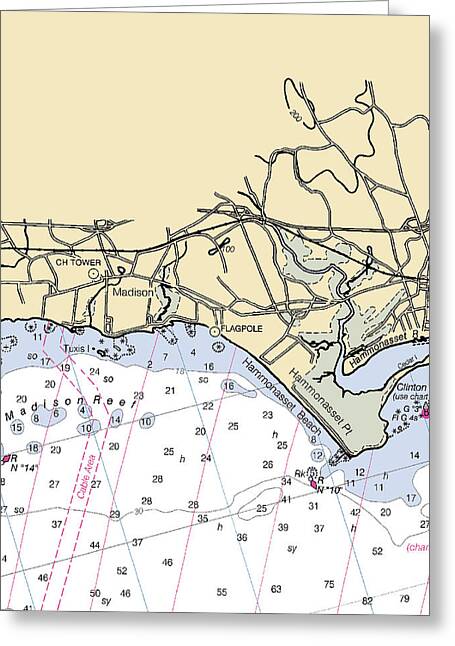 Madison-connecticut Nautical Chart - Greeting Card