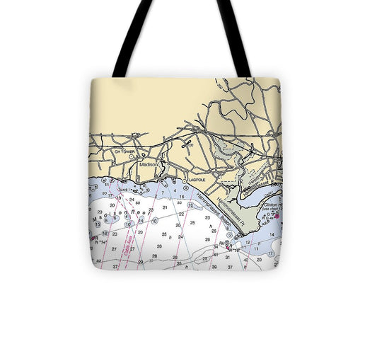 Madison-connecticut Nautical Chart - Tote Bag