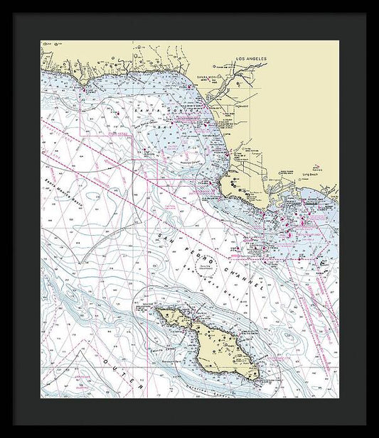 Malibu Catalina California Nautical Chart - Framed Print