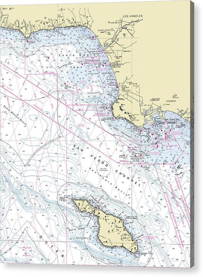 Malibu Catalina California Nautical Chart - Acrylic Print