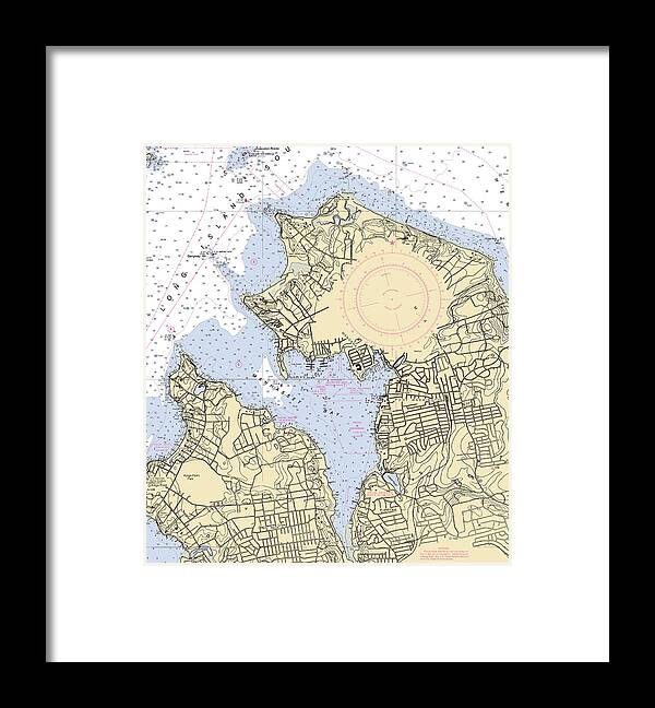 Manhassset Bay-new York Nautical Chart - Framed Print