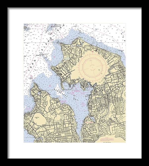 Manhassset Bay-new York Nautical Chart - Framed Print