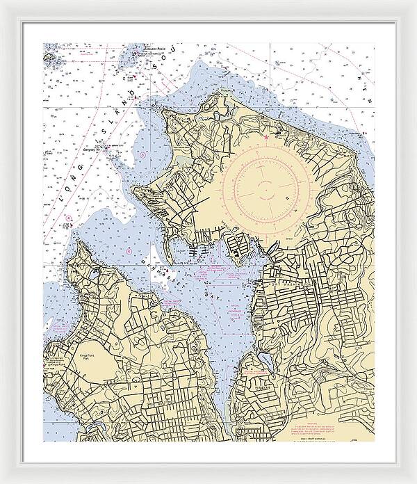 Manhassset Bay-new York Nautical Chart - Framed Print