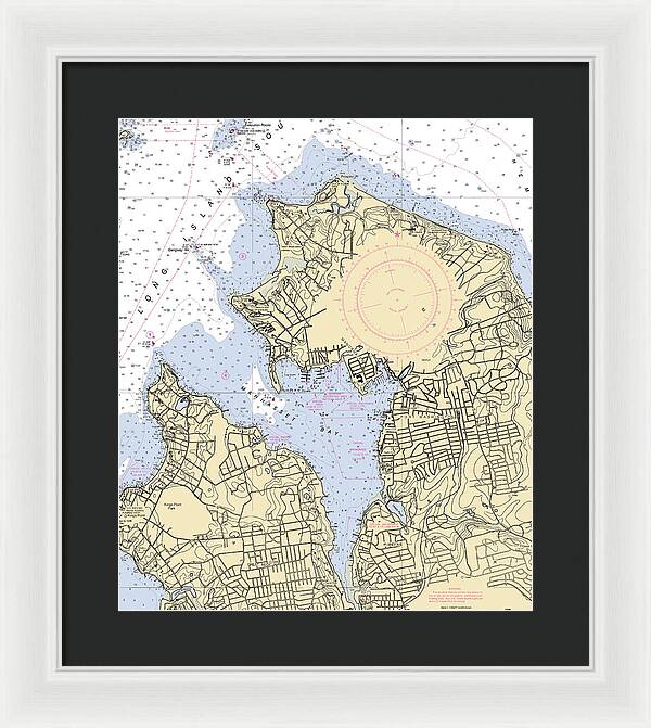Manhassset Bay-new York Nautical Chart - Framed Print