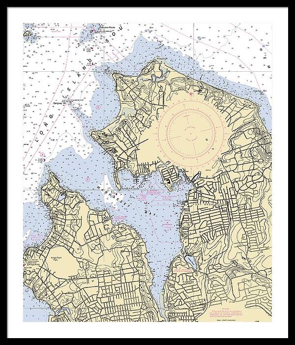 Manhassset Bay-new York Nautical Chart - Framed Print