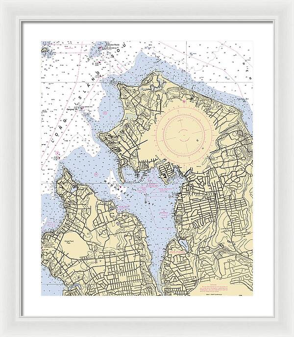 Manhassset Bay-new York Nautical Chart - Framed Print