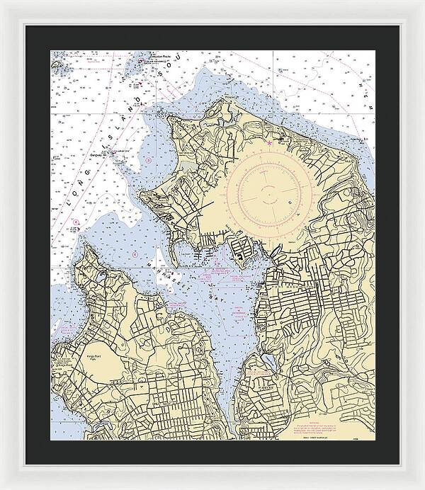 Manhassset Bay-new York Nautical Chart - Framed Print