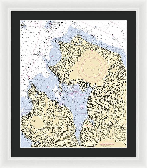 Manhassset Bay-new York Nautical Chart - Framed Print