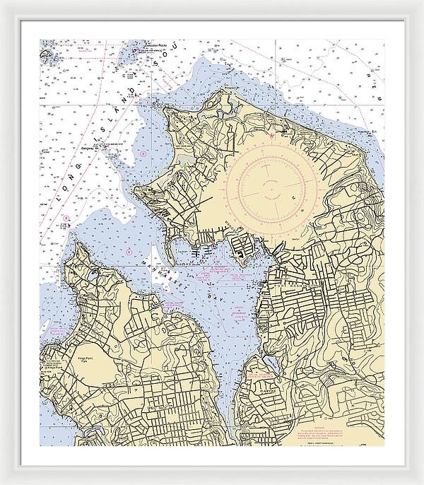 Manhassset Bay-new York Nautical Chart - Framed Print