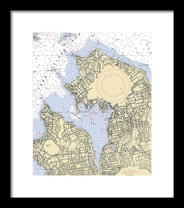 Manhassset Bay-new York Nautical Chart - Framed Print