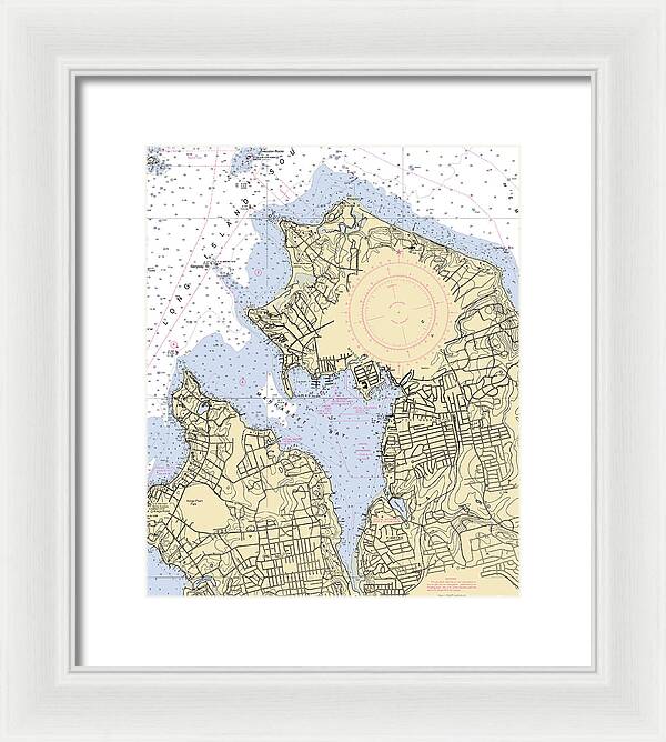 Manhassset Bay-new York Nautical Chart - Framed Print