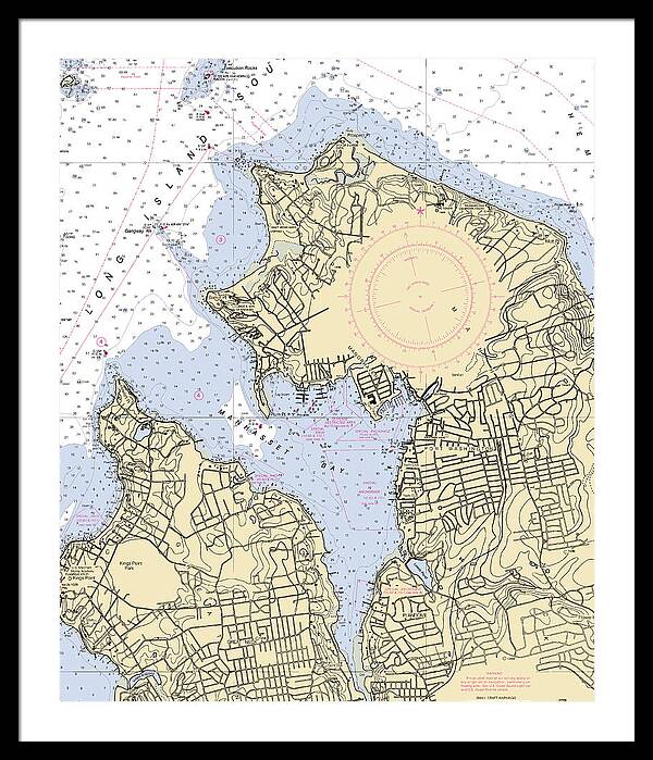 Manhassset Bay-new York Nautical Chart - Framed Print