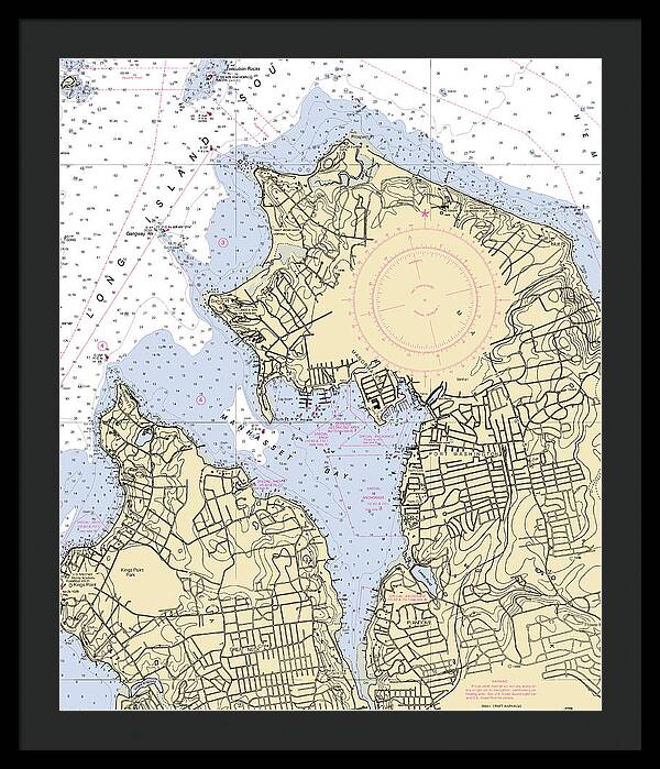 Manhassset Bay-new York Nautical Chart - Framed Print