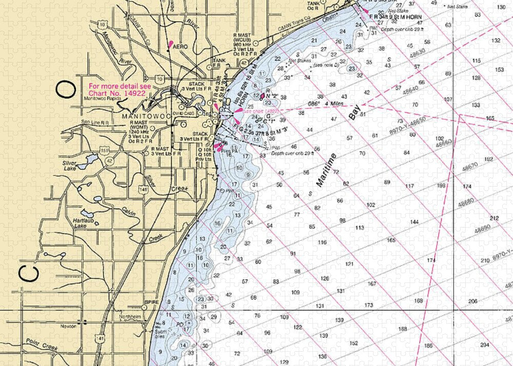 Manitowoc-lake Michigan Nautical Chart - Puzzle
