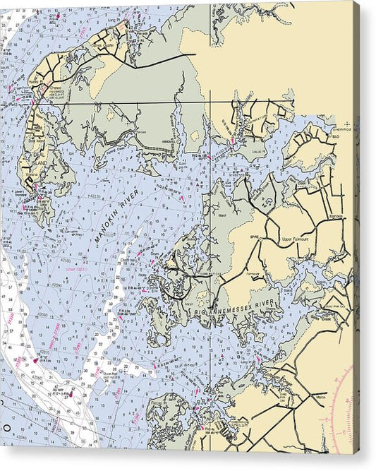 Manokin River-maryland Nautical Chart - Acrylic Print