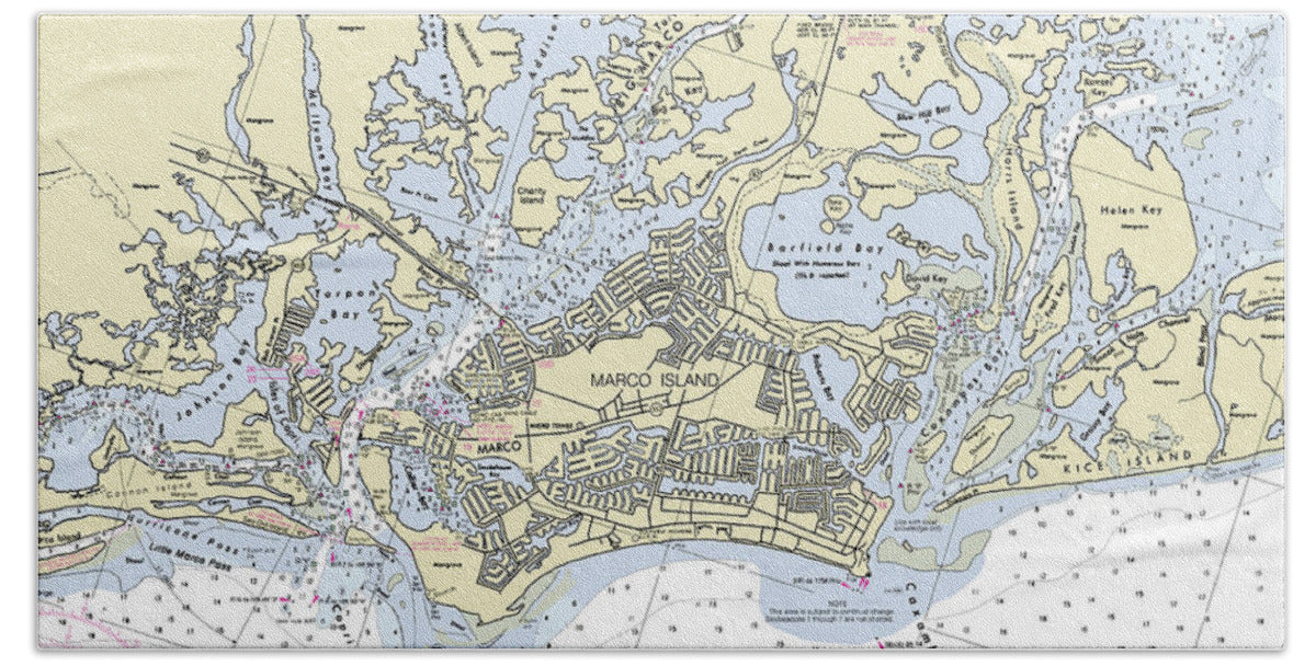 Marco Island Florida Nautical Chart - Beach Towel