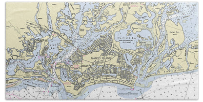 Marco Island Florida Nautical Chart - Beach Towel