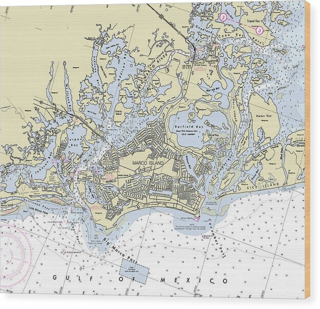 Marco Island Florida Nautical Chart - Wood Print