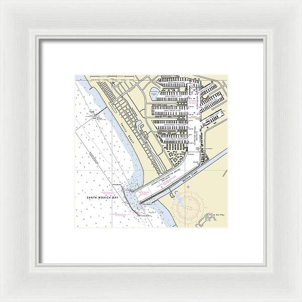 Marina Del Ray California Nautical Chart - Framed Print