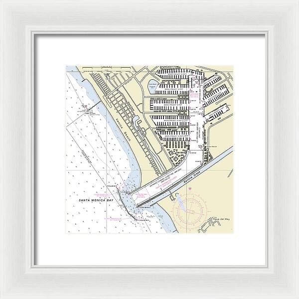 Marina Del Ray California Nautical Chart - Framed Print