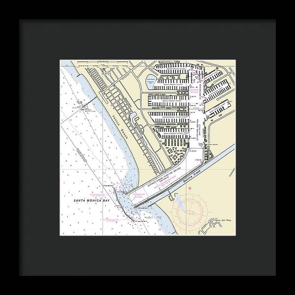 Marina Del Ray California Nautical Chart - Framed Print