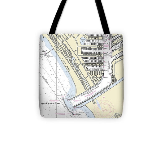 Marina Del Ray California Nautical Chart - Tote Bag