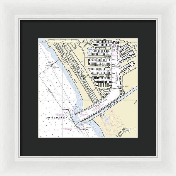 Marina Del Ray California Nautical Chart - Framed Print