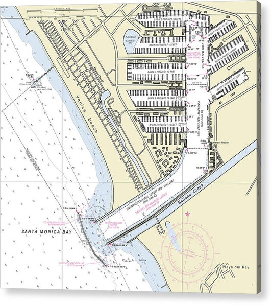 Marina Del Ray California Nautical Chart - Acrylic Print