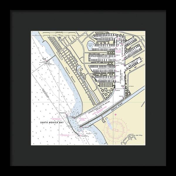 Marina Del Ray California Nautical Chart - Framed Print